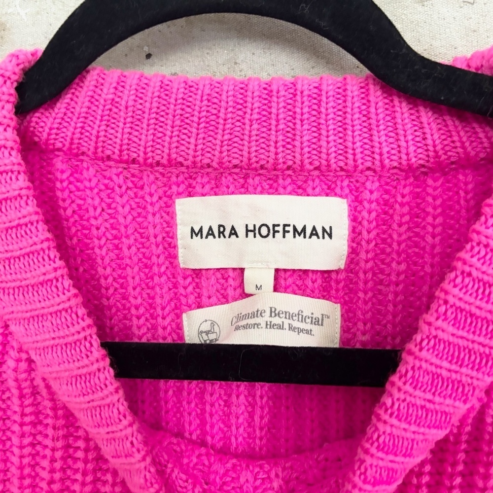 Mara Hoffman Andi Regenerative Knit Sweater, Neon Hot Pink - Picture 4 of 6